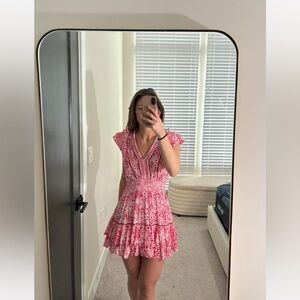 Poupette St. Barth Pink Floral Mini Dress